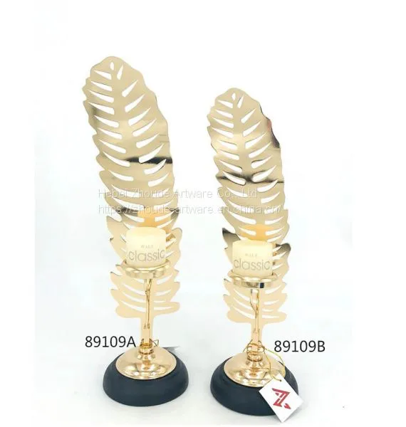 Hot Sale Metal Leaf Shape Candle Holder for Home Decoration photo-3