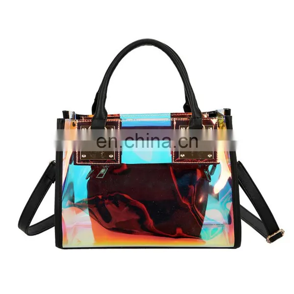 Super Hot Big Capacity, Holographic Waterproof Transparent Tote Bag Clear Pvc Jelly Portable Bags Handbags Women/ photo-4