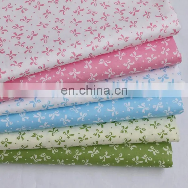 Cotton Twill Printed Fabric, Six Color Small Bow Kindergarten Baby Bedding Pure Cotton Fabric photo-3