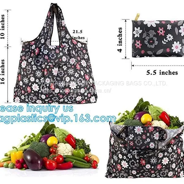 Vegetable Durable Heavy Duty Oxford Polyester XLARGE CAPACITY T-Shirt 201D Polyester Eco Shopping Big Tote Bag photo-2