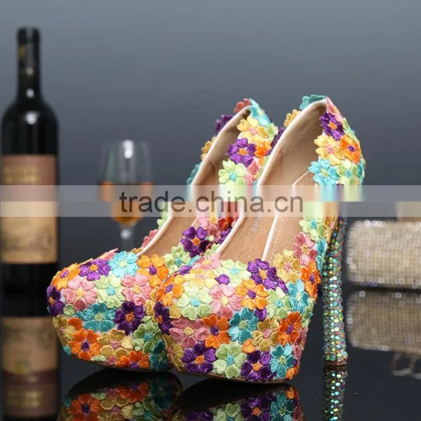 C71591A Party Wear High Heels Flower Women Bridal Wedding Shoes Beautiful Latest Design Lady Shoes Evening Shoe