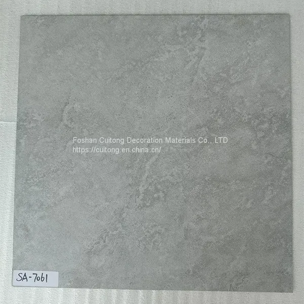 Square PVC Floor Cement Pattern Gray LVT Floor Waterproof Ground Stone Armorite Plastic Floor Tile Flooring Glue Foshan Wholesale photo-2