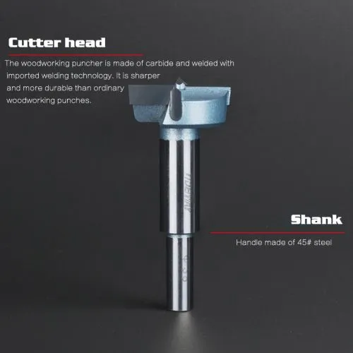 Tideway 12mm-65mm Forstner Drill Bits Tips Woodworking Tools Hole Saw Cutter Hinge Boring Round Shank Tungsten Carbide Cutter photo-4