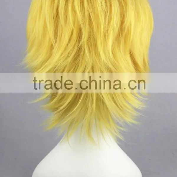 High Quality 35cm Short Straight Kingdom Hearts Wig Ventus Gold Synthetic Anime Wig Cosplay Hair Wigs Party Wig photo-5