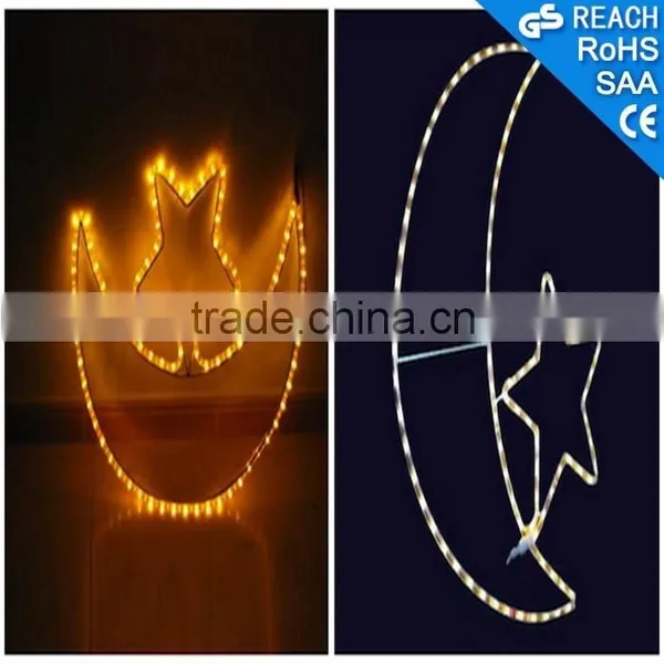 New Design Hanging Ramadan Moon and Star With LED Light Decoration for Shopping Mall