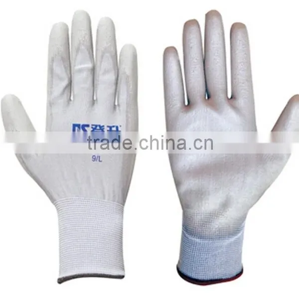 Nylon White pu Coated Gloves/ Nylon pu Coated Safety Work Gloves