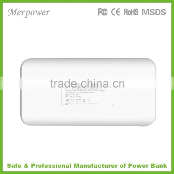 2014 Popular LED Torch Dual USB Output Power Bank 20000mah photo-5