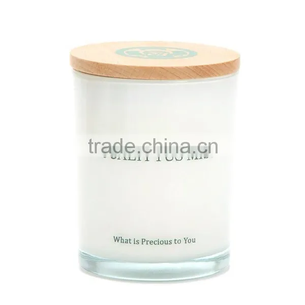 8oz Painted White Glass Candle Jars With Wood Lid for Making Scented Candles Quality Choice photo-4