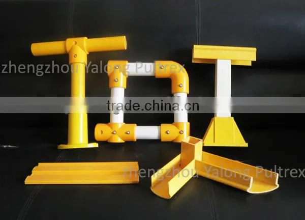 Chemical Resistant Fiberglass FRP Handrail Components: railings, kick board, posts, fitings