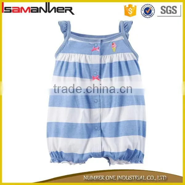 Wholesale Party Wear Stripe Ruffle Sleeve Summer Soft Adult Baby Romper Supplier's Choice photo-2