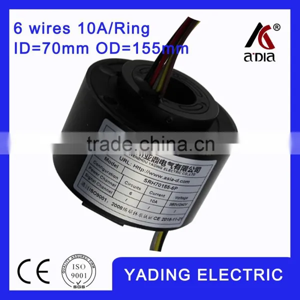 SRH70155 6P Rotary Joint Slip Ring 70 Mm. OD150mm. 6Wires, 10A 6 Wires