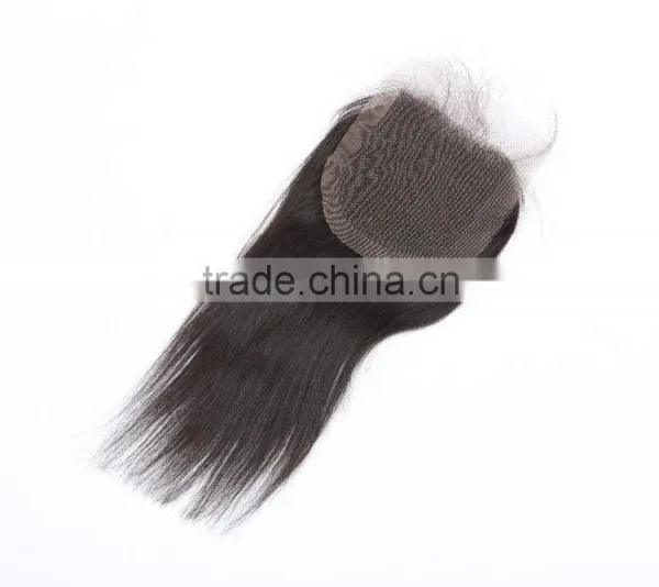 Malaysian Lace Closure Malaysian Virgin Hair Closure 4''X4" Virgin Human Hair Hand Tied Three Part Natural Black photo-2
