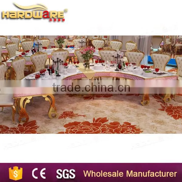 Antique Latest MDF Stainless Steel Leg Half Round Dining Banquet Table Illuminated Dining Table photo-4