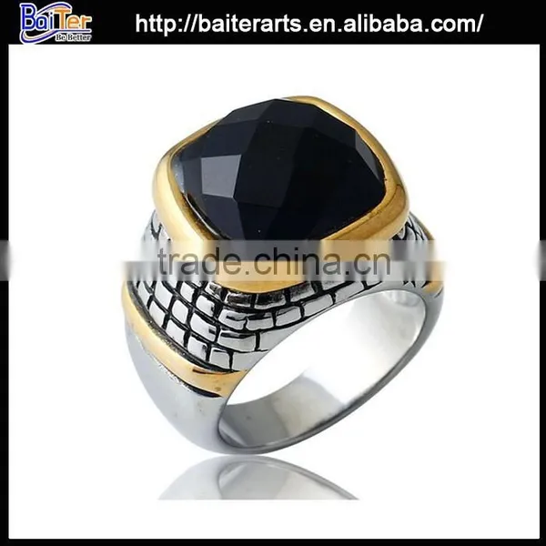 Elegant Titanium Men's Antique Big Red Diamond Rings,316L Stainless Steel Big Stone Ring Designs photo-3
