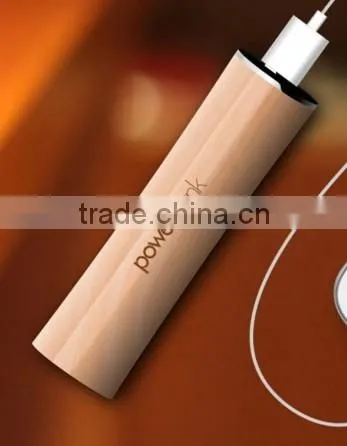 Wooden Material Cylindrical Shape 2600mAh Mobile Powerbank Charger With Laser Engraving Logo as Premium Promotion Gift photo-4