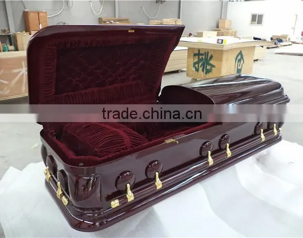 Mahogang Material Imported From US Luxury Solid Wood Funeral Coffin Casket