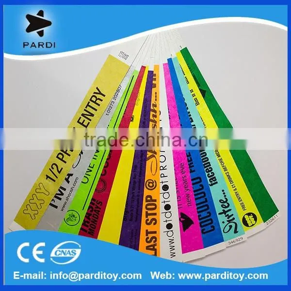 One Time Use Customized Waterproof Tyvek/vinyl/paper Wristbands Quality Choice