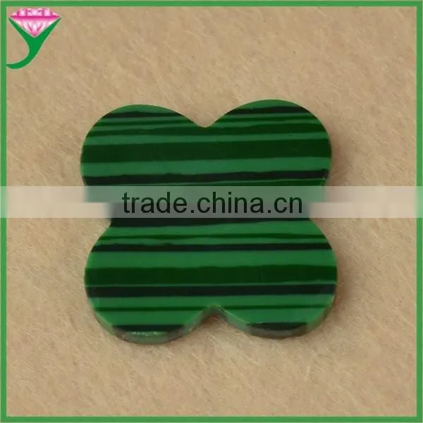 Good Quality Cheap Price Rough Four Leaf Clover Flower Cut Loose Green Malachite Gemstone for Jewelry Marking photo-2