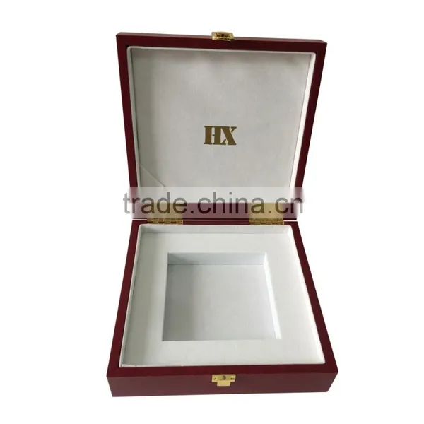 Flip Open Cover Custom Gold Blocking Printing Wooden Box for Gift With Lock photo-4
