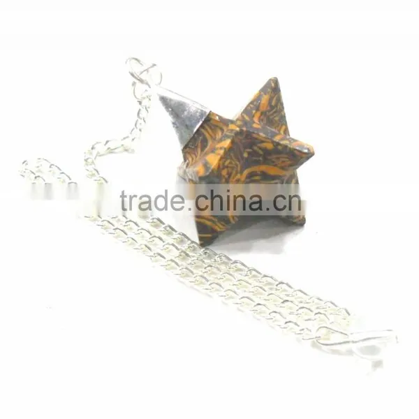 Snake Jasper Merkaba Star Metal Cap Pendulum : Wholesale Merkaba Pendulum