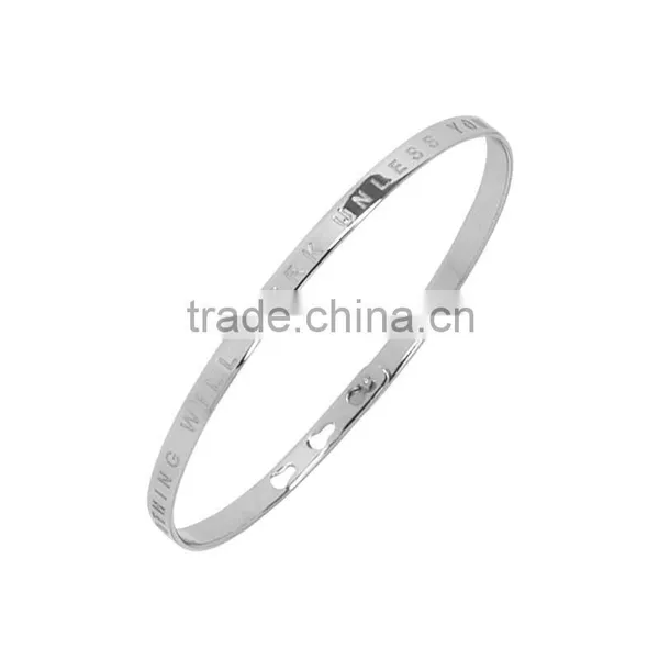 Memories Bangles With Customize Design Word 'NOTHING WILL WORK UNLESS YOU DO' With 4mm/7mm Width