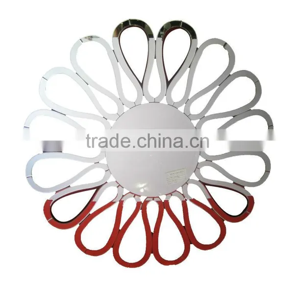 Large Round Flower-Petal Frame Trendy Wall Mirror Mounted Entrance Hall Mirror, DIA1200mm