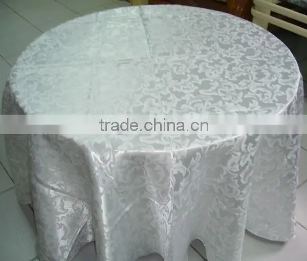 White Color Jacquard Damask Table Cloth for Wedding