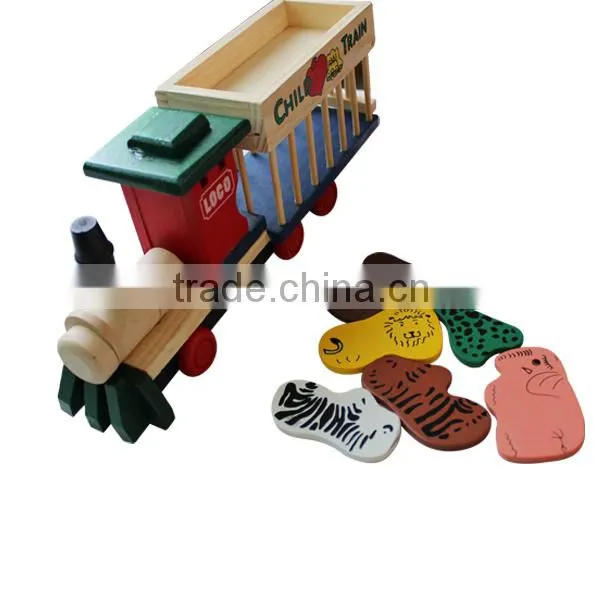 Kids Wooden Toy Train With Animal Printings photo-3