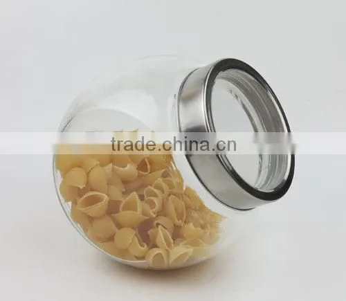 1500ml Clear Slanted Glass Jar With Stainless Steel Lid
