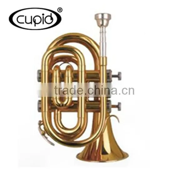 YTRU-301520GL CUPID Professional China Gold Lacquer Bb Mini Pocket Trumpet
