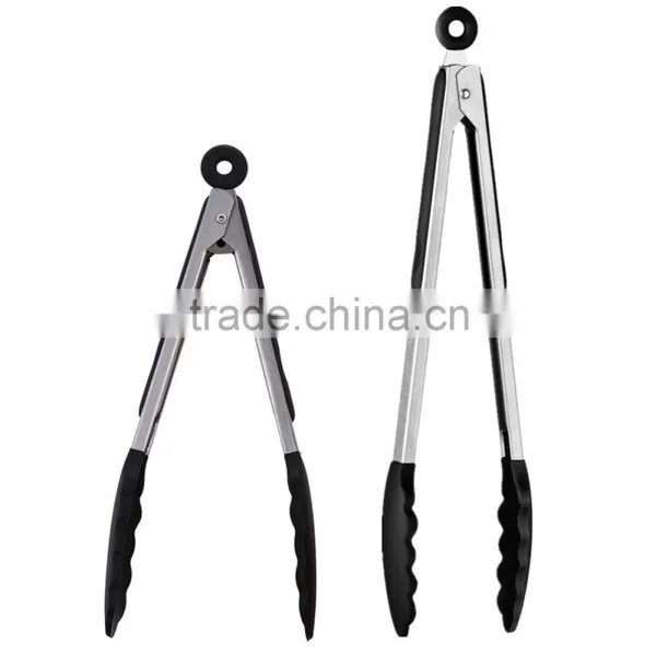 Home & Garden Silicone Laser Logo Handle Stainless Steel 304 BBQ Tong photo-3