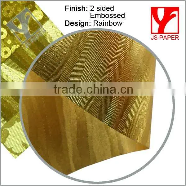 JS New Product Both Side Gold Foil Embossed Wrapping Paper