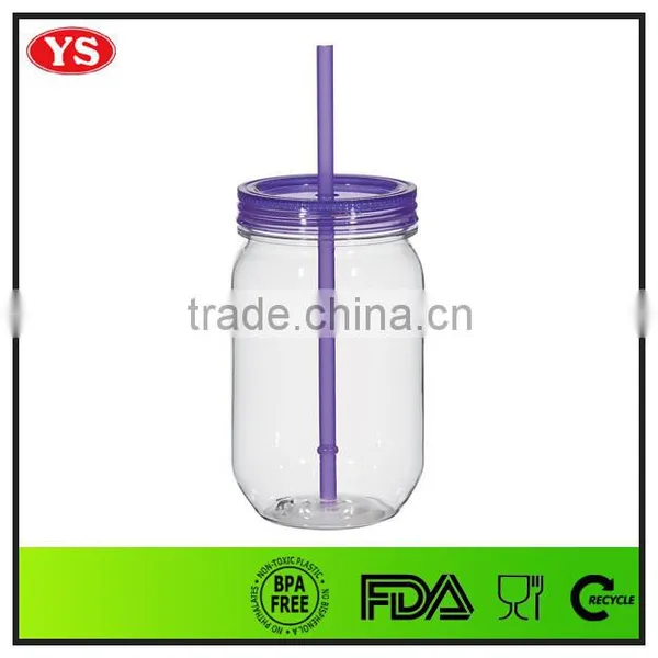 540ml Bpa Free Plastic Cold Drinking Jar With Straw photo-5