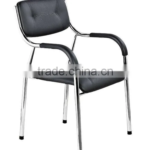 Iron Electroplating Frame Black Leather Meeting Office Chairs