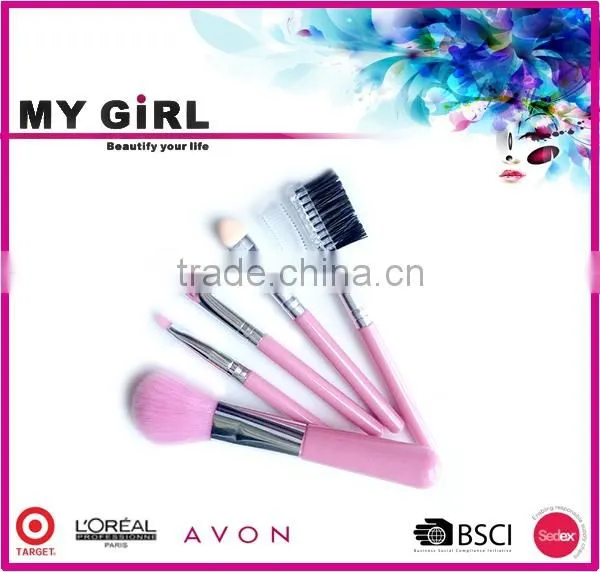 2016 MY GIRL OEM Make up Brush /5pcs Wooden Handle Goat Hair Professional Makeup Brush Set photo-3