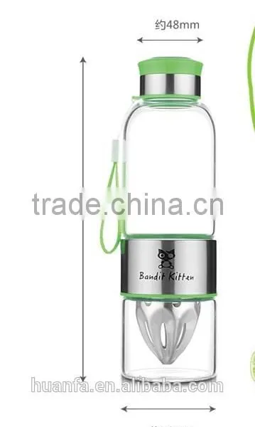 Wholesale 500ml Glass Drinking Sports Water Bottle ,Environmental Borosilicate Fruit Water Bottle With Stainless Steel Infuser photo-5