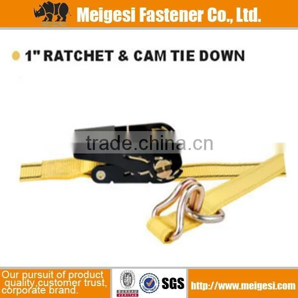 Yellow Ratchet Tie Down With Flat Hook Ratchet Strap photo-3