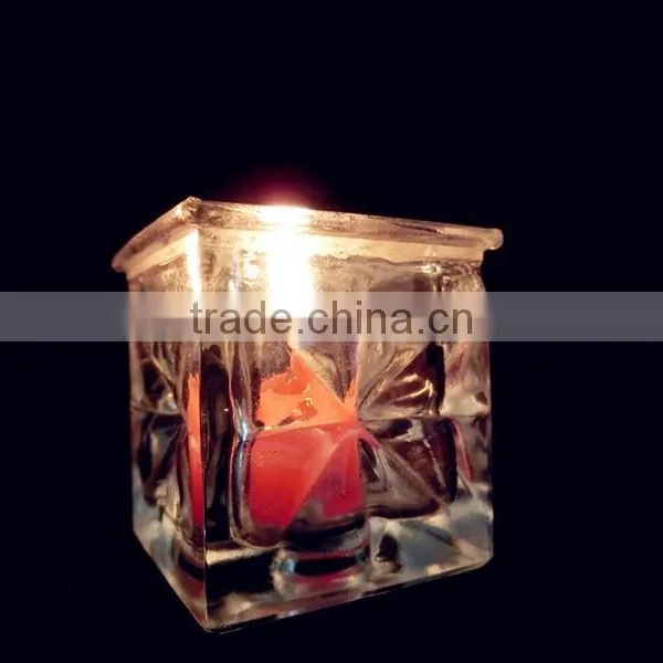 Mini Square Shaped Clear Glass Decorative Candle Holder photo-3