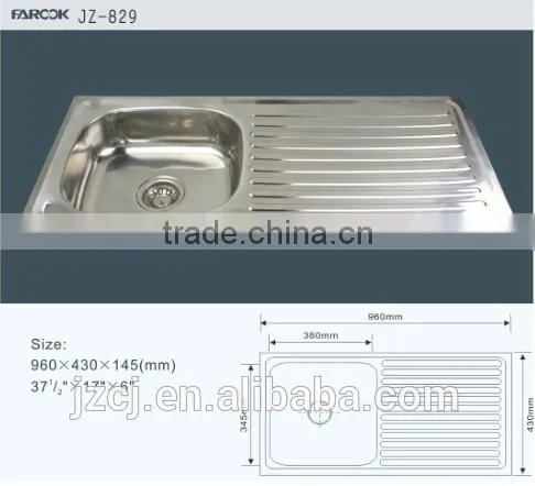 JZ-829 96x43 Export Indonesia Stainless Steel Kitchen Sink photo-2