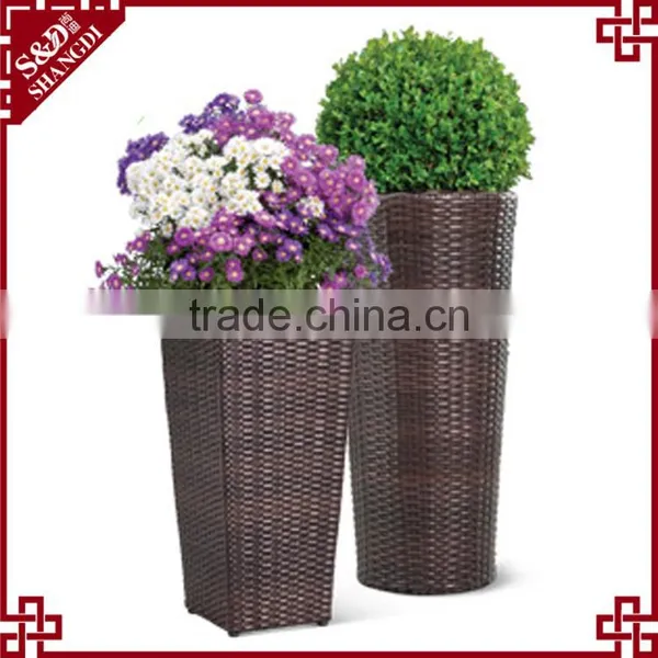 Novelty Home Corner or Outdoor Patio Used Wicker Cylinder Flower Planter photo-2