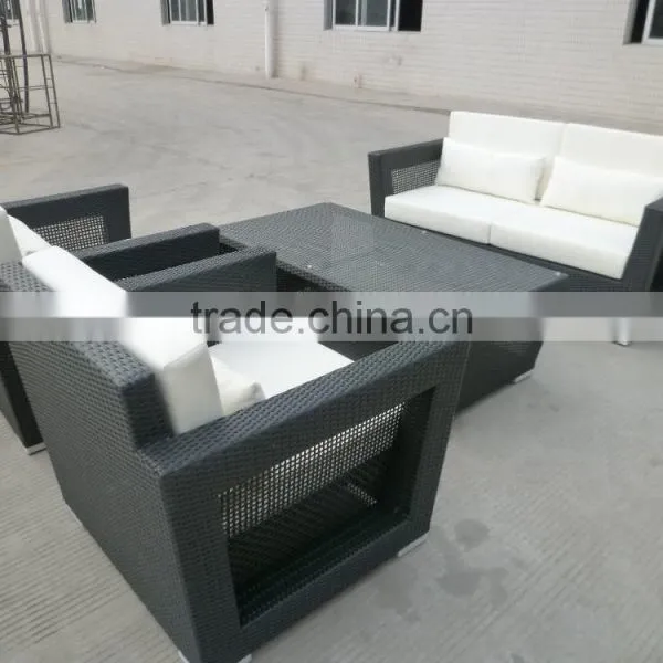 Outdoor Garden Plastic Wicker Sofa Durable Synthetic Rattan Furniture photo-3