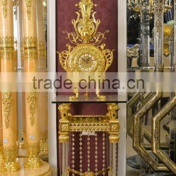Antique Copper 24K Gold Plated Peacock Floor Lamp Clock, Peacock Hanging Floor Clock photo-2