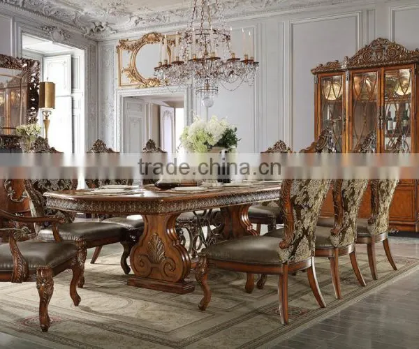 Luxurious Wooden Hand Carved European Royal King's Dining Chair And Matching Table Set(MOQ=1 SET) photo-6