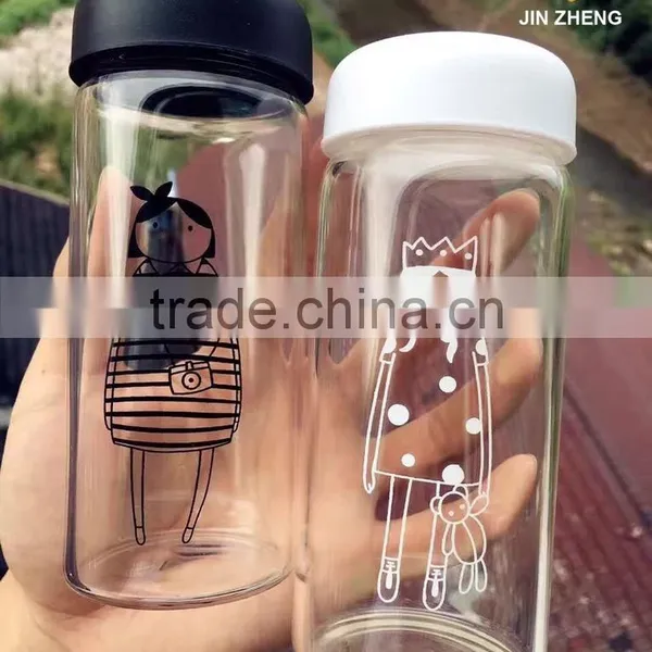 Stocked 10oz Glass Water Bottle With Colorful Lid photo-5