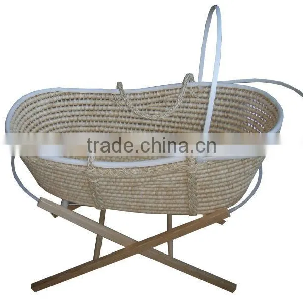 Hand Made White Wicker Baby Pram Basket for Home Use photo-3
