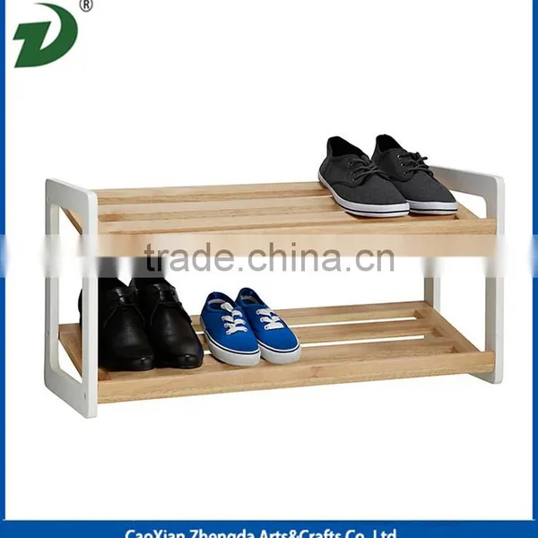 High Quality 2 Tiers Wooden Shoe Rack photo-2