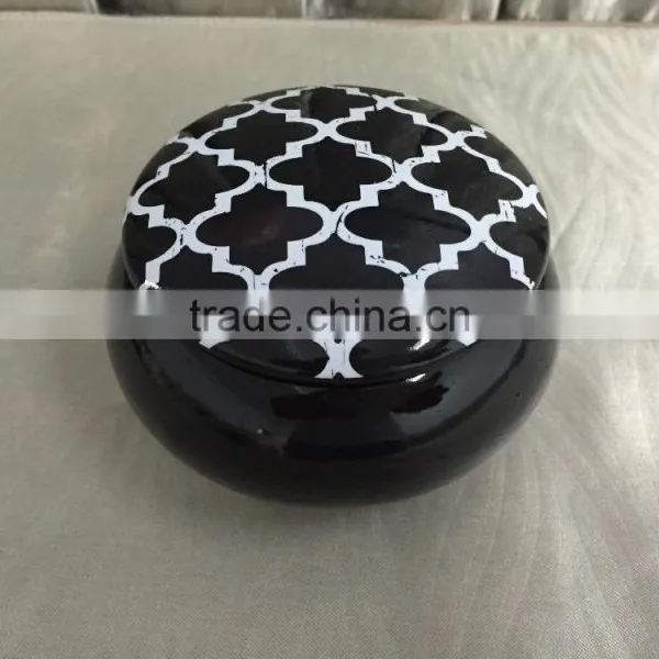 Customer Handpainted White Ceramic Jewelry Gift Box Round photo-2