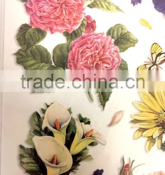 Colorful Floral Design Sticker, Classic Decorative Shinny Glitter Sticker photo-4