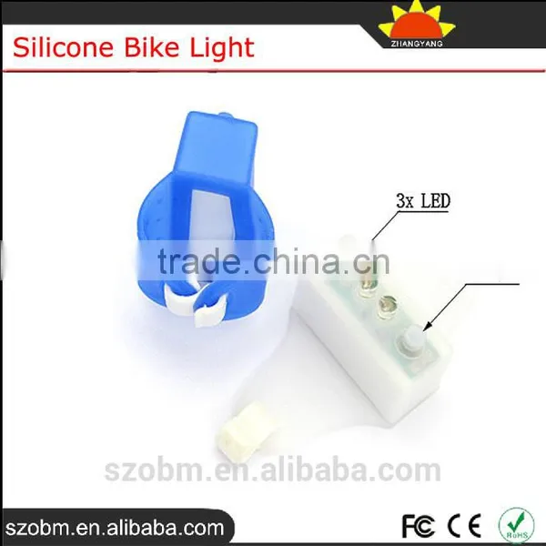 Super Bright 3 Led White Blue Lights Front Rear Silicone Bike Light Bicycle Tail Light photo-4