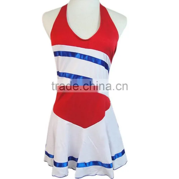 Wholesale Custom Team Name And Logo Sublimation Cheer Uniforms, Women's Adult Cheerleading Uniform Dress With Sexy Halter Design photo-2